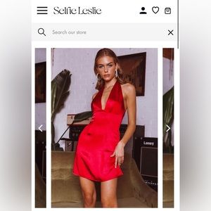 SELFIE LESLIE
FALLING STAR PLUNGING HALTERNECK MINI DRESS RED